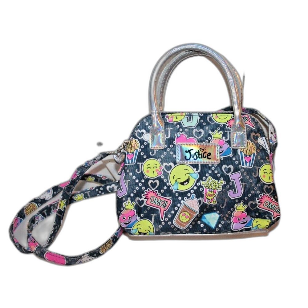 Justice Emoji Print Crossbody Shoulder Strap & Handles Purse